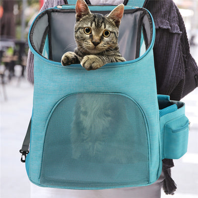 Sac à dos pour chat avec fenêtres en maille pour ventilation et confort en déplacement